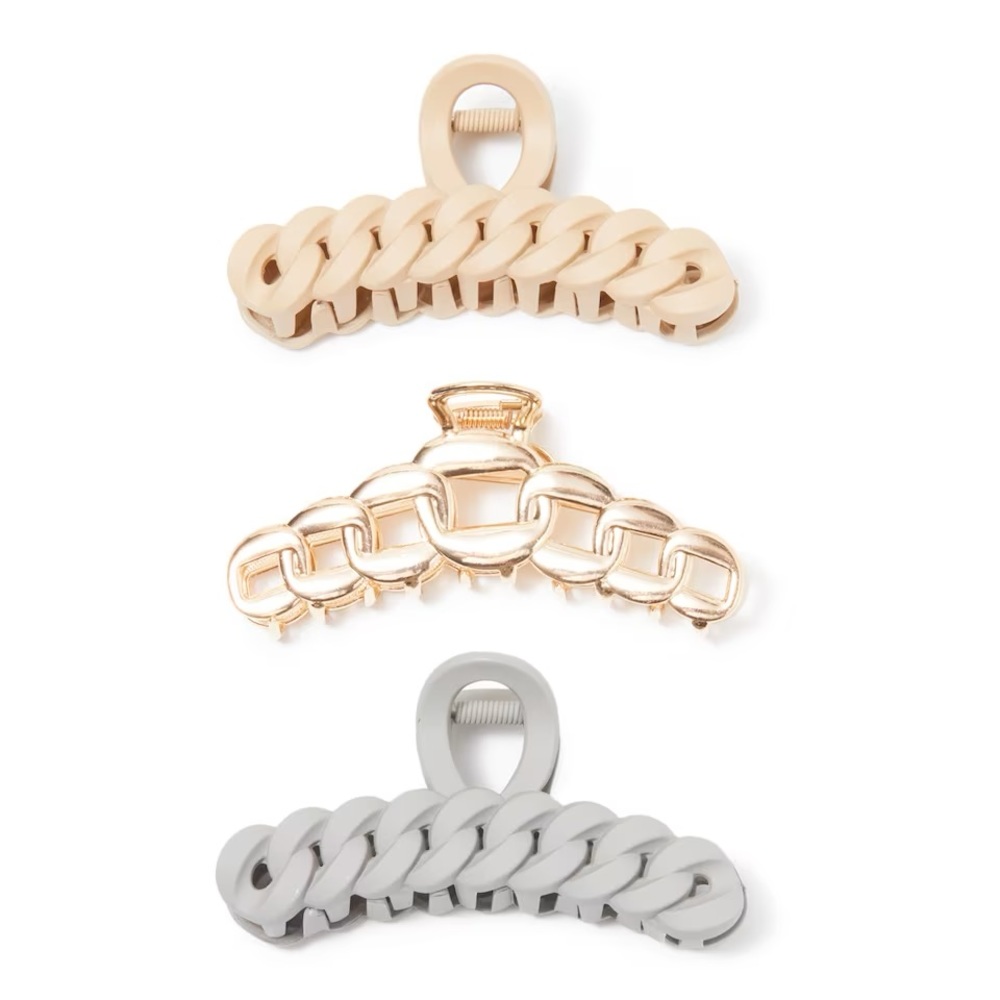3 New Claw Clips - Chain Link - Kelly & Katie